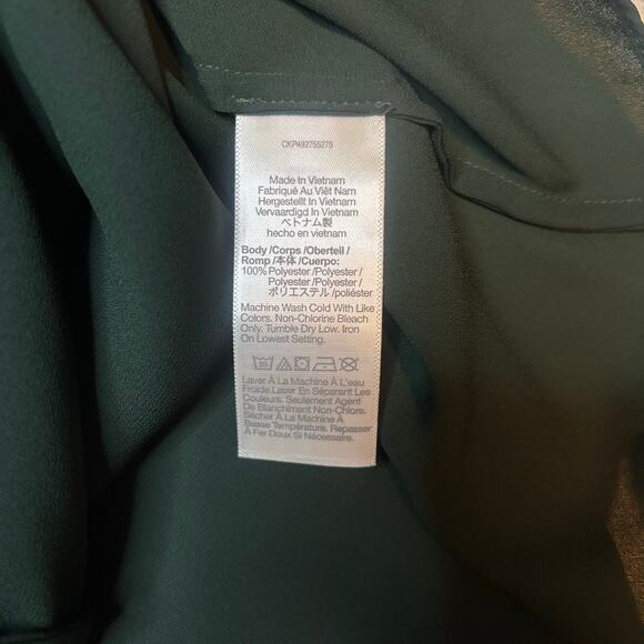 Madewell Smocked Peasant Blouse Green Long Sleeve Tie Neck Top Size S NWT - Picture 5 of 5